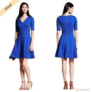 Banana Republic Blue Ponte V-Neck Dress